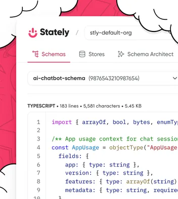 StatelyDB console showing a schema-first data model in the editor